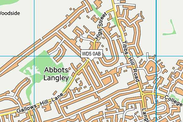WD5 0AB map - OS VectorMap District (Ordnance Survey)