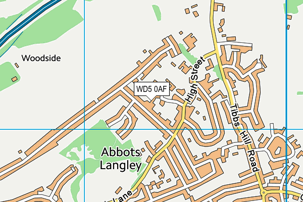 WD5 0AF map - OS VectorMap District (Ordnance Survey)