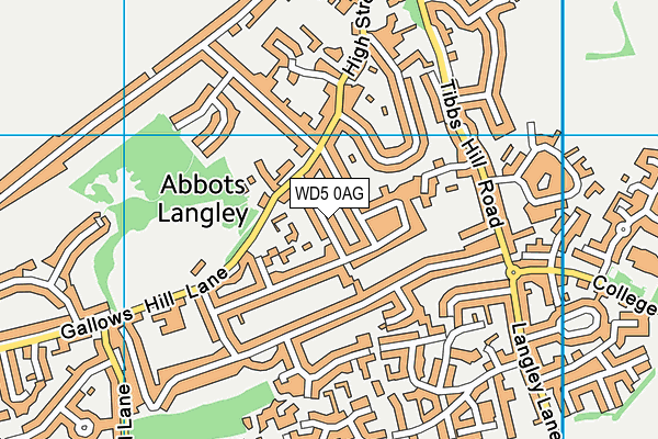 WD5 0AG map - OS VectorMap District (Ordnance Survey)