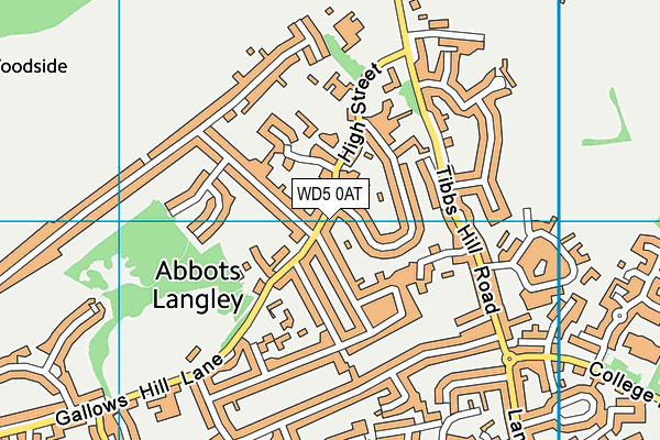 WD5 0AT map - OS VectorMap District (Ordnance Survey)