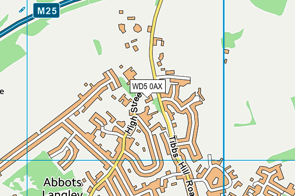 WD5 0AX map - OS VectorMap District (Ordnance Survey)