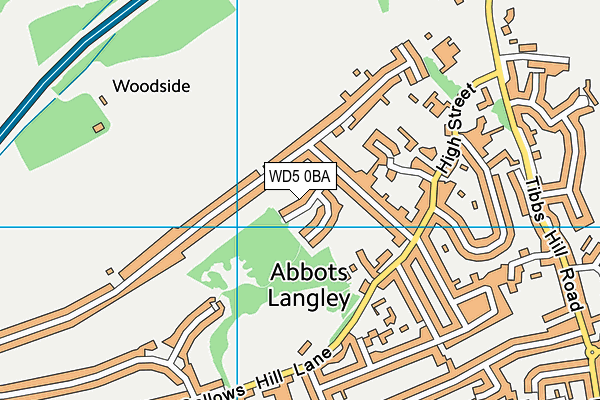 WD5 0BA map - OS VectorMap District (Ordnance Survey)