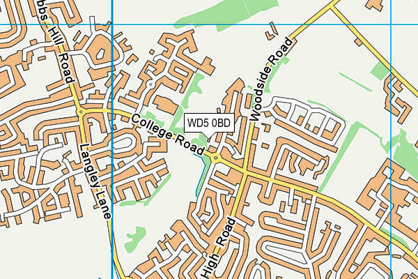 WD5 0BD map - OS VectorMap District (Ordnance Survey)