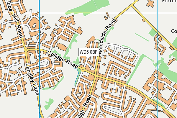 WD5 0BF map - OS VectorMap District (Ordnance Survey)