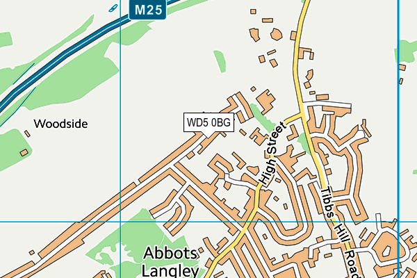 WD5 0BG map - OS VectorMap District (Ordnance Survey)