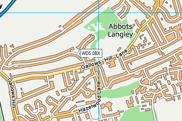 WD5 0BX map - OS VectorMap District (Ordnance Survey)