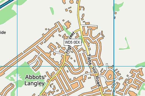 WD5 0EX map - OS VectorMap District (Ordnance Survey)