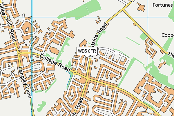 WD5 0FR map - OS VectorMap District (Ordnance Survey)