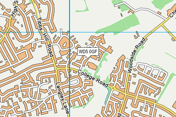WD5 0GF map - OS VectorMap District (Ordnance Survey)