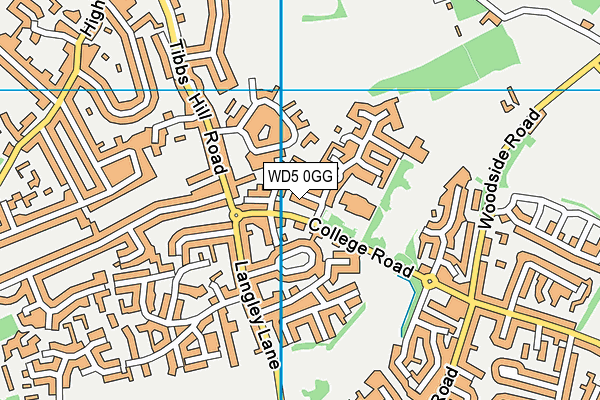 WD5 0GG map - OS VectorMap District (Ordnance Survey)