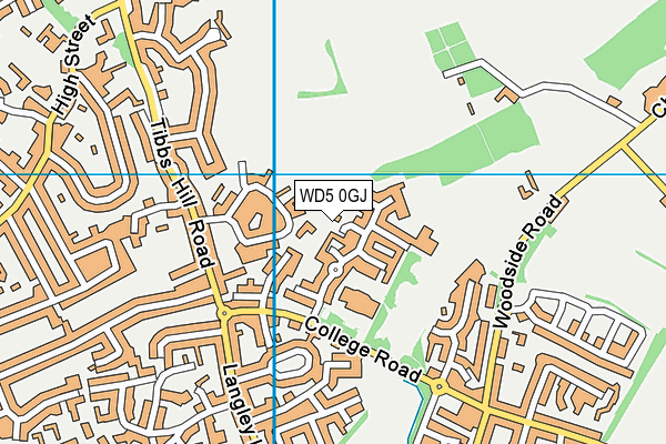 WD5 0GJ map - OS VectorMap District (Ordnance Survey)