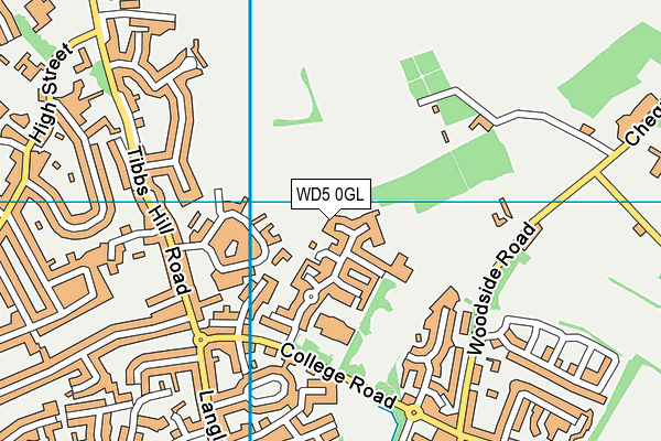 WD5 0GL map - OS VectorMap District (Ordnance Survey)
