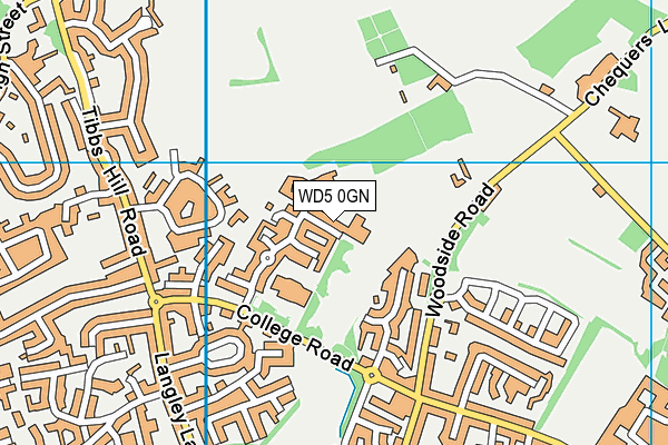 WD5 0GN map - OS VectorMap District (Ordnance Survey)