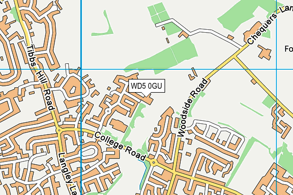 WD5 0GU map - OS VectorMap District (Ordnance Survey)