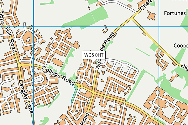 WD5 0HT map - OS VectorMap District (Ordnance Survey)