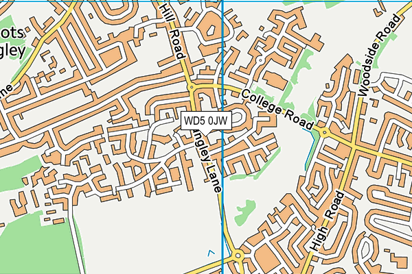WD5 0JW map - OS VectorMap District (Ordnance Survey)