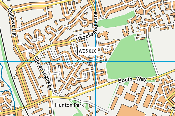 WD5 0JX map - OS VectorMap District (Ordnance Survey)