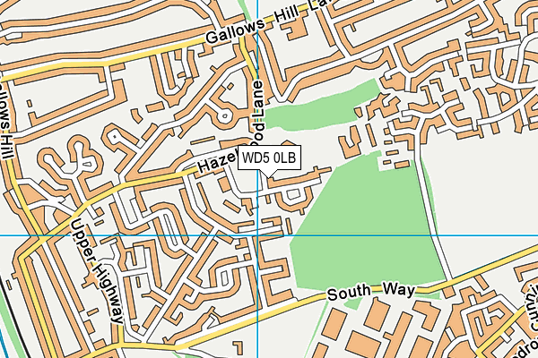WD5 0LB map - OS VectorMap District (Ordnance Survey)