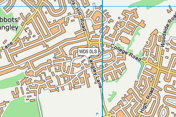 WD5 0LS map - OS VectorMap District (Ordnance Survey)