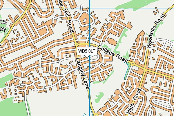WD5 0LT map - OS VectorMap District (Ordnance Survey)