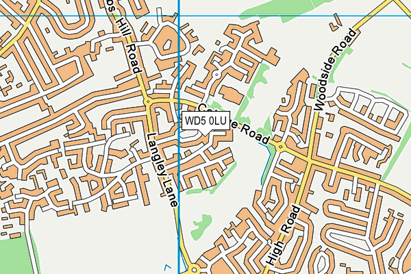 WD5 0LU map - OS VectorMap District (Ordnance Survey)