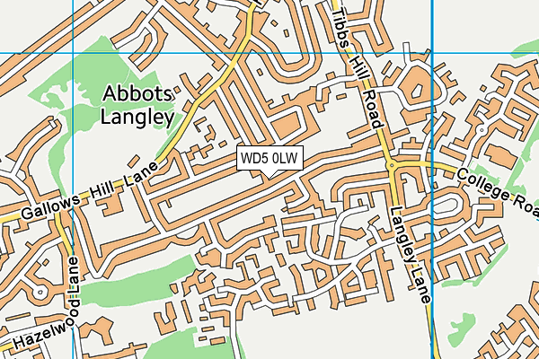 WD5 0LW map - OS VectorMap District (Ordnance Survey)