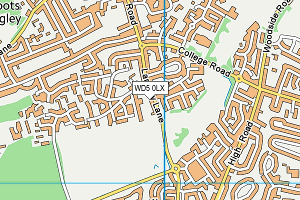 WD5 0LX map - OS VectorMap District (Ordnance Survey)