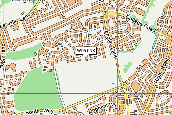 WD5 0NB map - OS VectorMap District (Ordnance Survey)