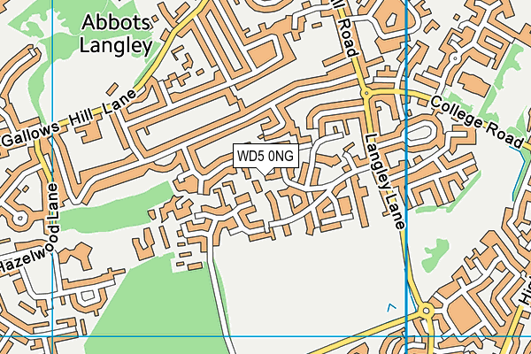 WD5 0NG map - OS VectorMap District (Ordnance Survey)