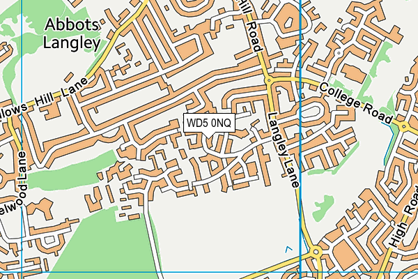 WD5 0NQ map - OS VectorMap District (Ordnance Survey)