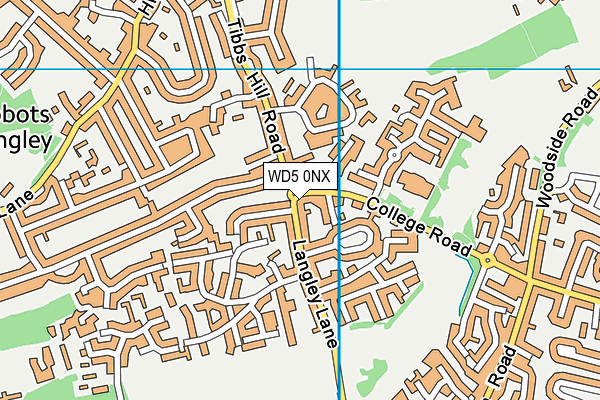 WD5 0NX map - OS VectorMap District (Ordnance Survey)