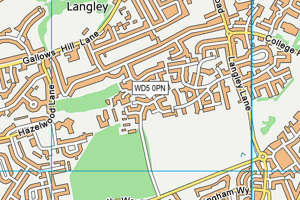 WD5 0PN map - OS VectorMap District (Ordnance Survey)