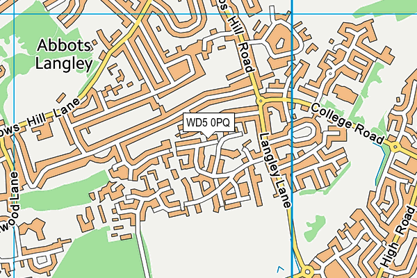 WD5 0PQ map - OS VectorMap District (Ordnance Survey)