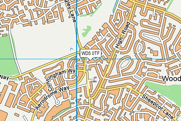 WD5 0TF map - OS VectorMap District (Ordnance Survey)