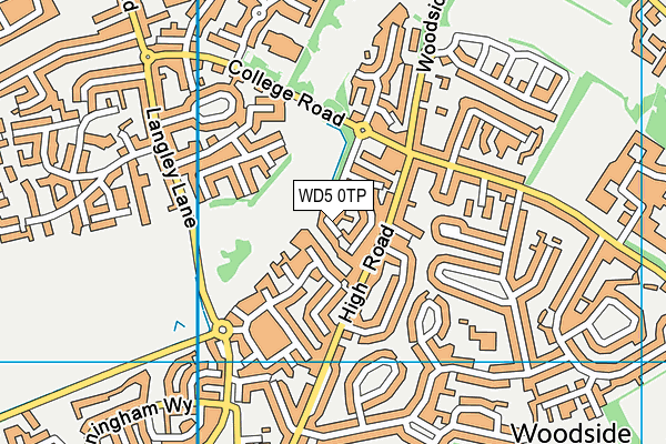 WD5 0TP map - OS VectorMap District (Ordnance Survey)