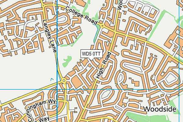 WD5 0TT map - OS VectorMap District (Ordnance Survey)