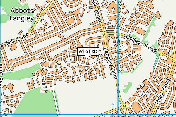 WD5 0XD map - OS VectorMap District (Ordnance Survey)