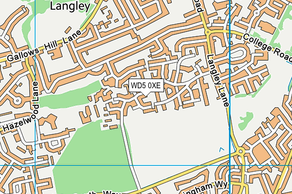 WD5 0XE map - OS VectorMap District (Ordnance Survey)