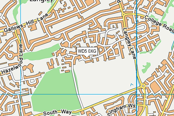 WD5 0XG map - OS VectorMap District (Ordnance Survey)