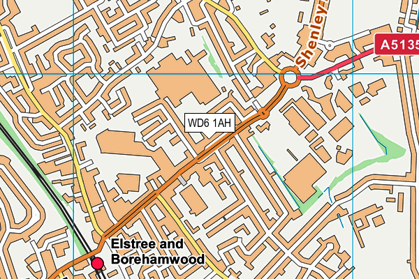 WD6 1AH map - OS VectorMap District (Ordnance Survey)