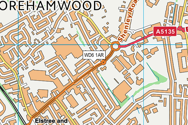 WD6 1AR map - OS VectorMap District (Ordnance Survey)
