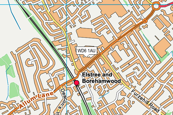 WD6 1AU map - OS VectorMap District (Ordnance Survey)