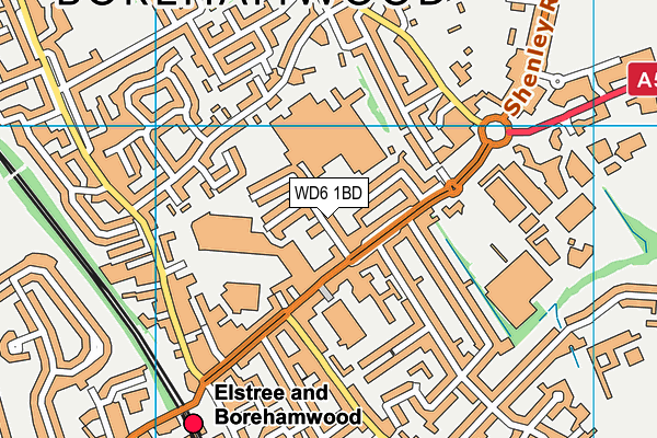 WD6 1BD map - OS VectorMap District (Ordnance Survey)