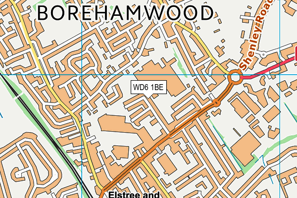 WD6 1BE map - OS VectorMap District (Ordnance Survey)