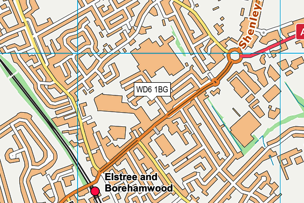 WD6 1BG map - OS VectorMap District (Ordnance Survey)