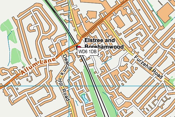 WD6 1DB map - OS VectorMap District (Ordnance Survey)