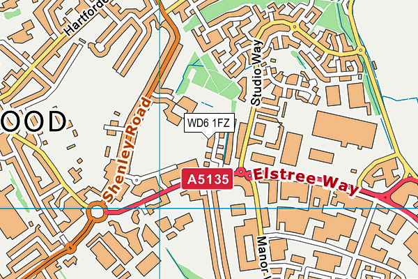 WD6 1FZ map - OS VectorMap District (Ordnance Survey)