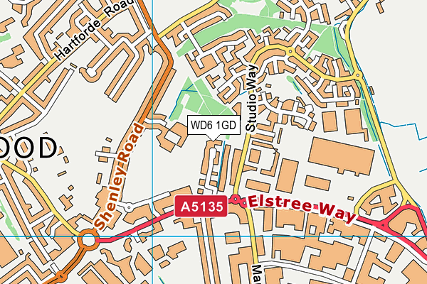 WD6 1GD map - OS VectorMap District (Ordnance Survey)