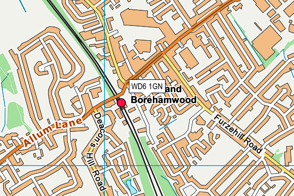 WD6 1GN map - OS VectorMap District (Ordnance Survey)