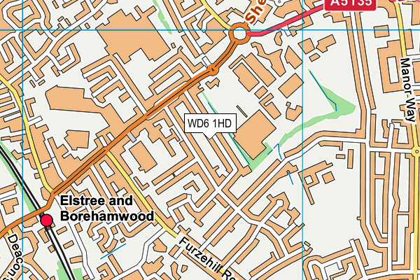 WD6 1HD map - OS VectorMap District (Ordnance Survey)